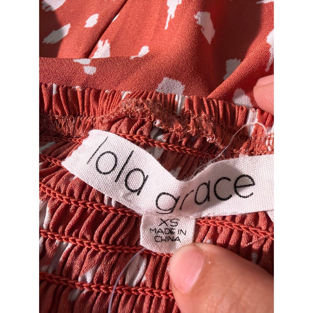 Lola Grace, deep orange polka cami‎ dress, junior's XS - Picture 5 of 6
